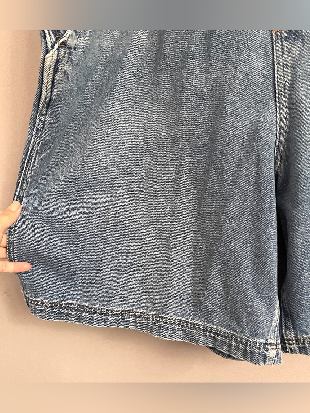 Vintage Denim Bib Carpenter 8" Shortalls / Overall Shorts - L/XL - Picture 5 of 11